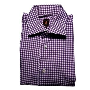 Robert Talbott Mens Shirt Size 16 1/2-35 Purple Gingham Long Sleeve Made in USA